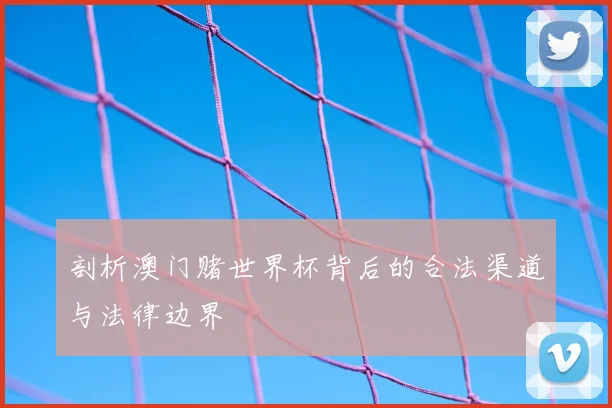 剖析澳门赌世界杯背后的合法渠道与法律边界